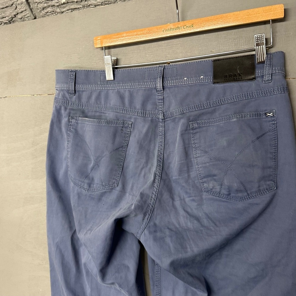Brax Feel Good Style‎ Cooper FA Mens 36x34 Blue Grey Straight Leg Pants 88-1507